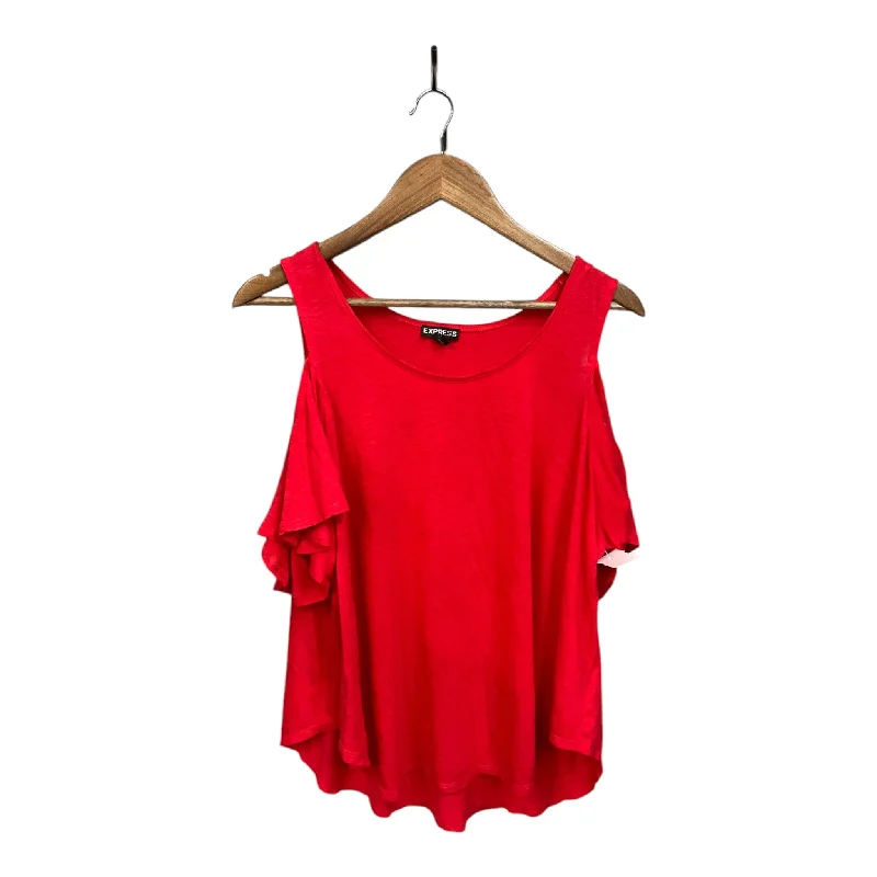 women's tops for relaxed weekendsTop Short Sleeve By Express In Red, Size: M