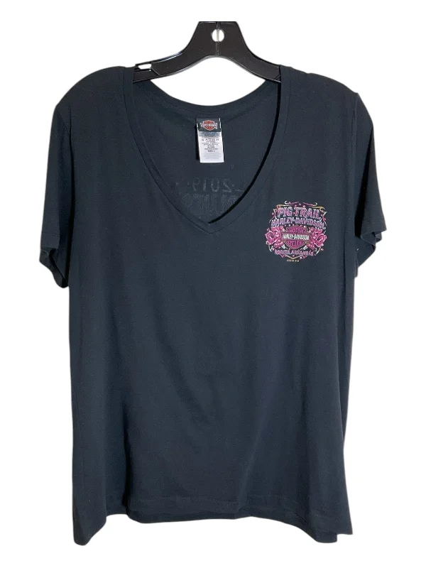 women's tops for business casual attireTop Short Sleeve By Harley Davidson In Black, Size: L