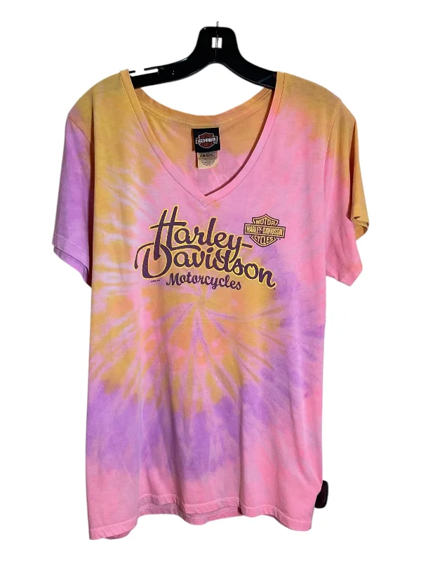 women's tops with floral printsTop Short Sleeve By Harley Davidson In Multi-colored, Size: 1x