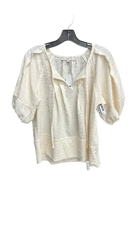 women's tops for those who love to mix and match prints and patternsTop Short Sleeve By Loft In Cream, Size: S