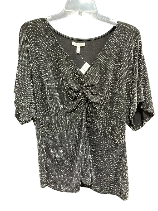 women's tops for those who love to shop for unique findsTop Short Sleeve By Maurices In Black & Silver, Size: 2x