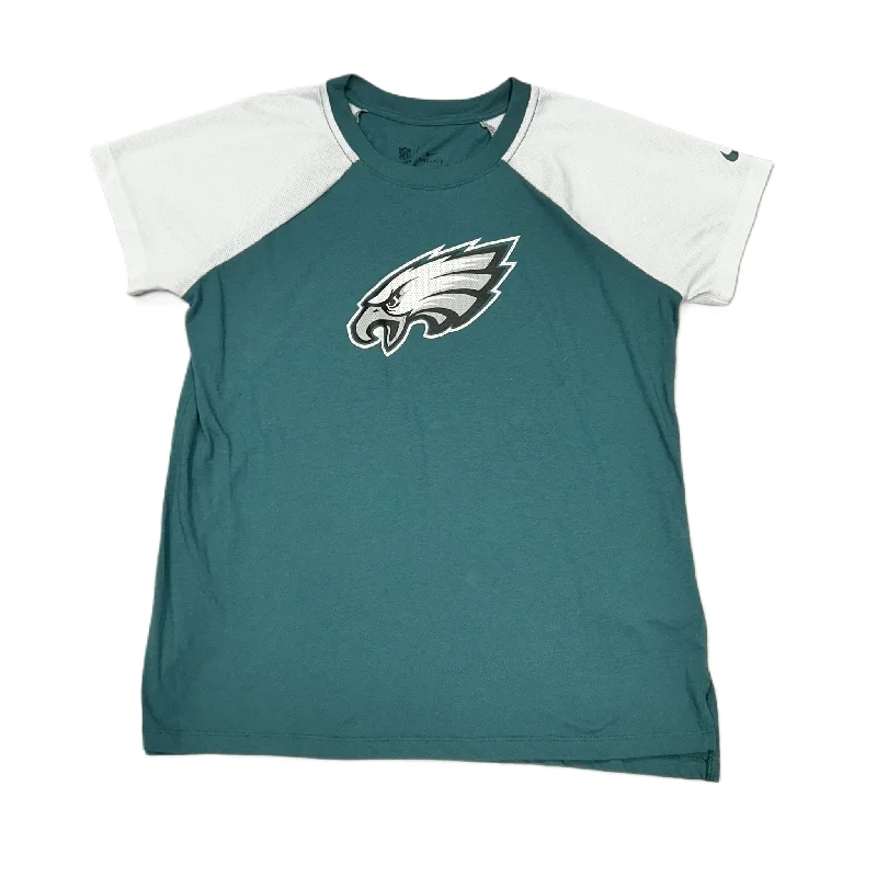 women's tops with cold-shoulder cuts and lace detailingTop Short Sleeve By Nfl In Teal, Size: L