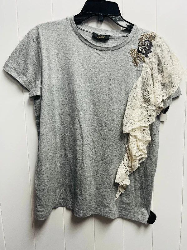 women's tops with sequin embellishmentsTop Short Sleeve By twinset actitude In Grey, Size: M