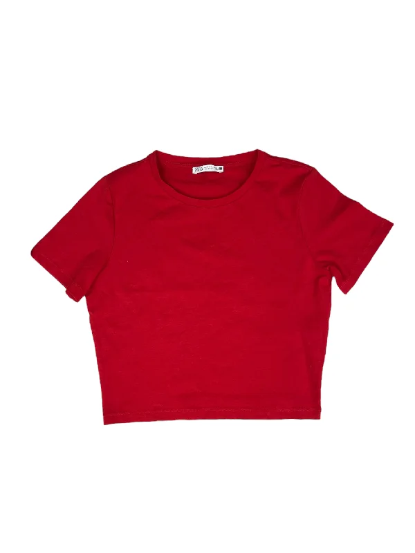 women's tops with sleeveless designsTop Short Sleeve By Zara In Red, Size: M