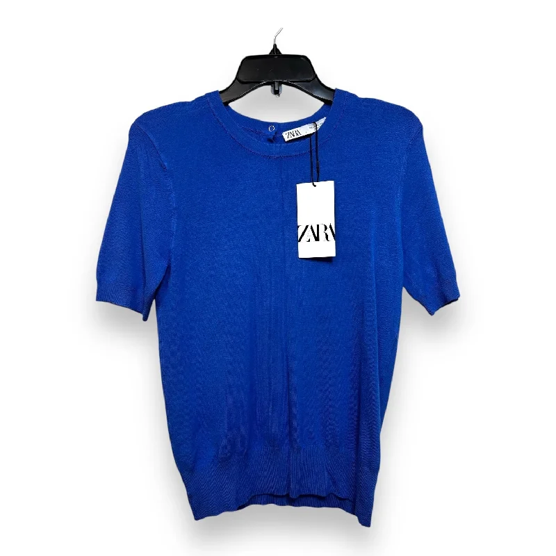 women's tops for those who want to add a personal touch to their wardrobe with unique and one-of-a-kind piecesTop Short Sleeve By Zara In Royal Blue, Size: L