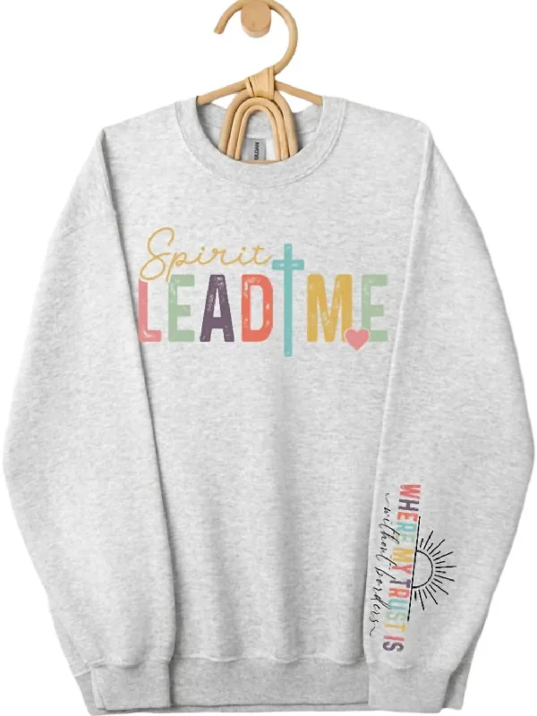 Crewneck Designer Fair Isle SweatersWomen's Spirit Lead Me Sweatshirt In Heather Grey